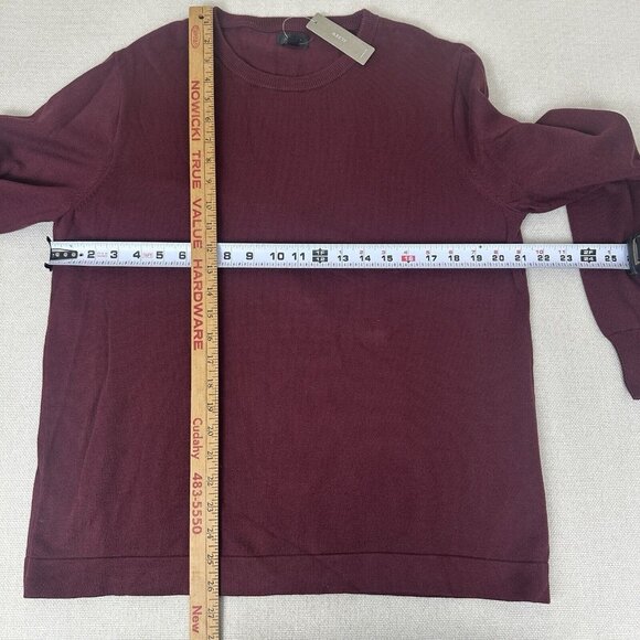 New J. Crew Mens Size Large Burgundy Red Crew Neck Sweater, 100% Cotton - Picture 4 of 5